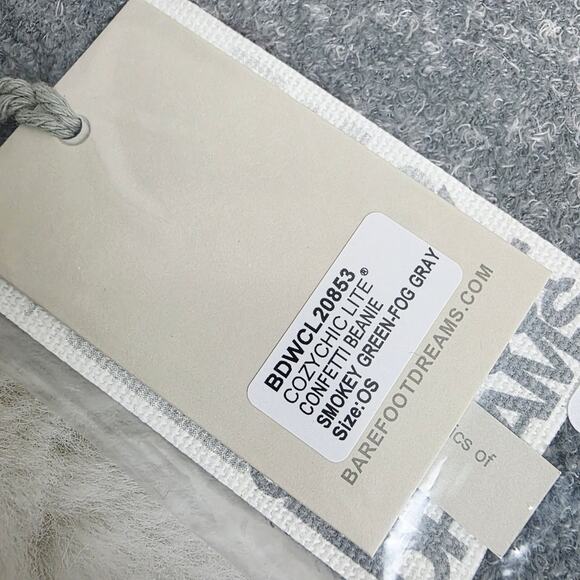 Barefoot Dreams CozyChic Lite Confetti Beanie Smokey Green Fog Gray NWT One Size main image 7